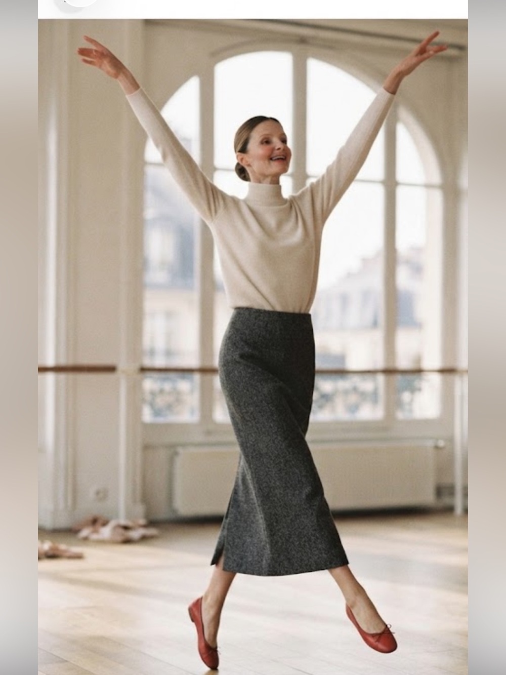 Vintage Sag Harbor gray wool blend midi skirt
